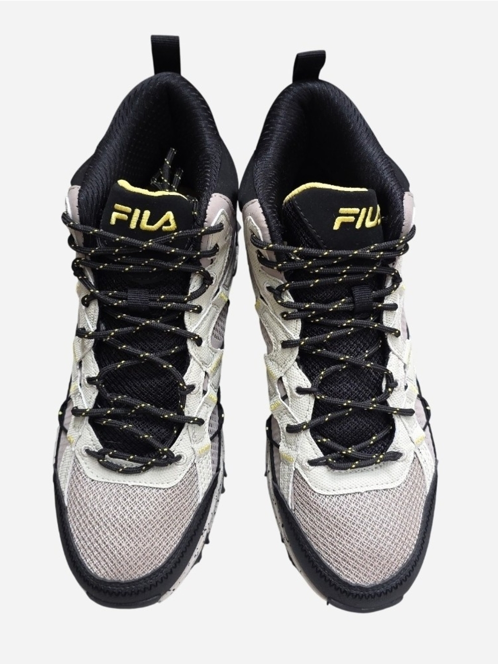 NWOT Fila Grand Tier Mid Hiking Trail Sneakers in Black, Gray & Yellow, Size 9 - Picture 3 of 11